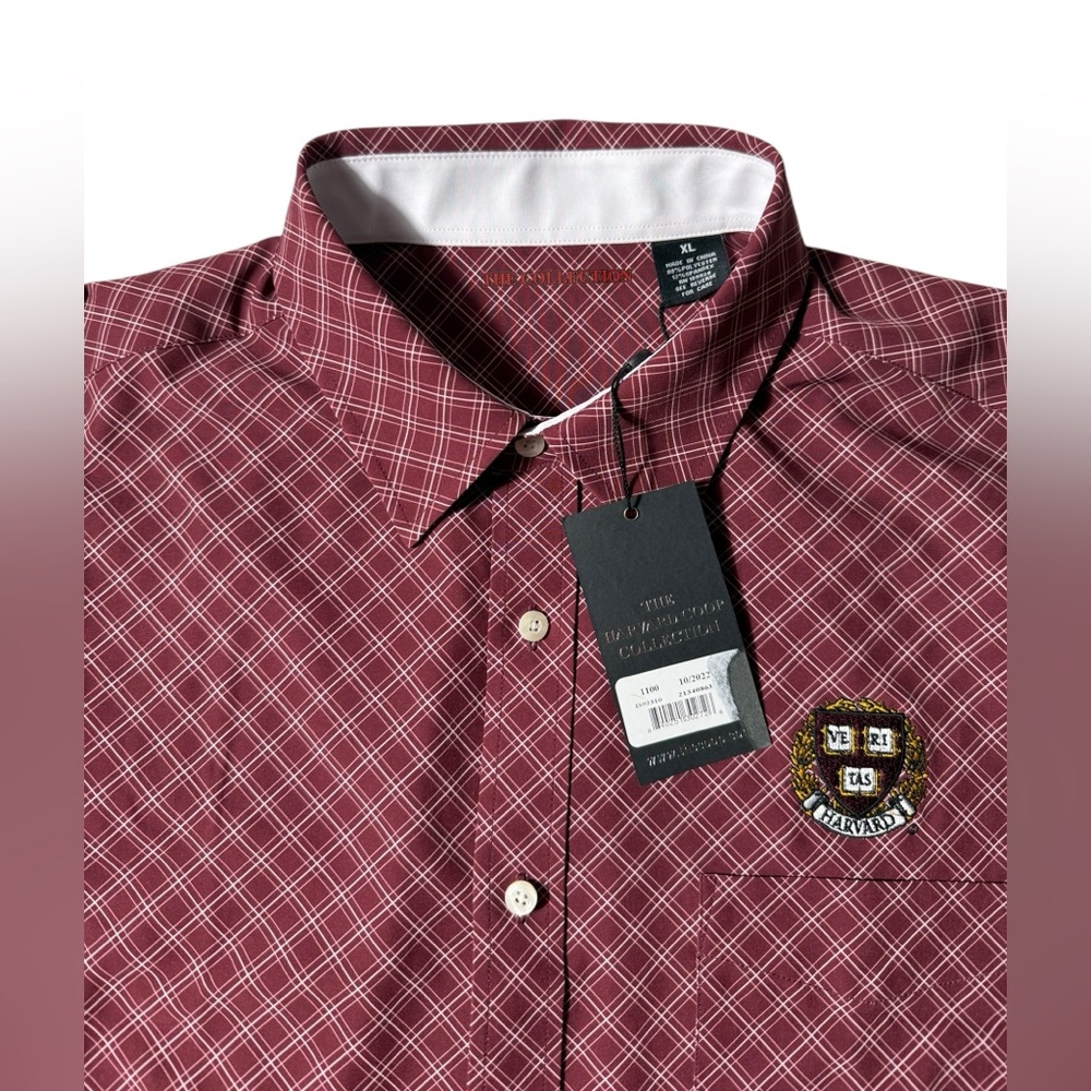 Harvard The Coop Jason Diagonal red white Sport button down Shirt Men’s XL NWT